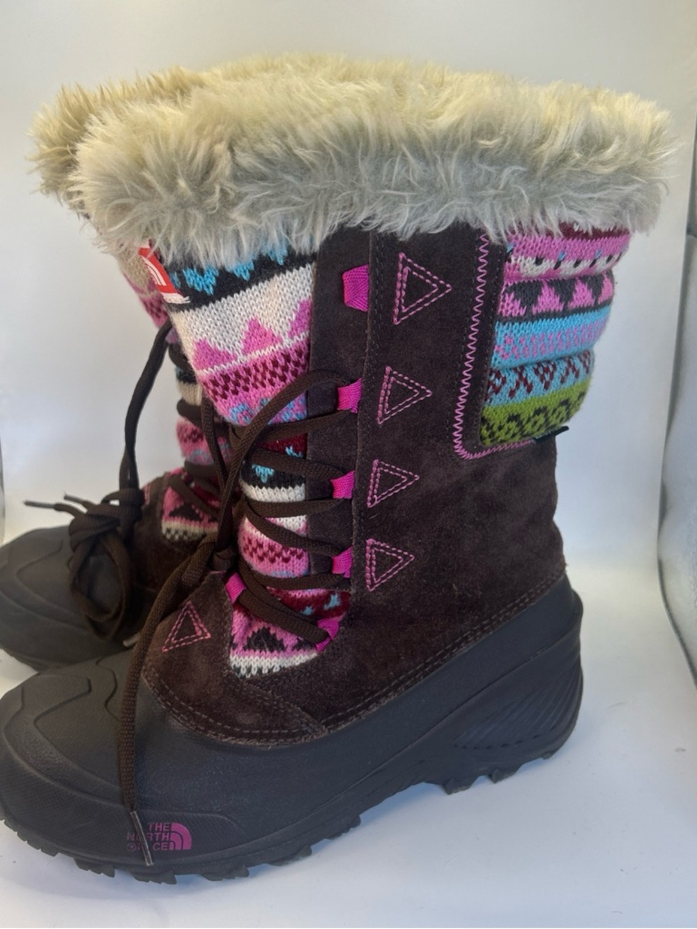 The North Face Women’s Faux Fur Winter Boots - Brown & Pink